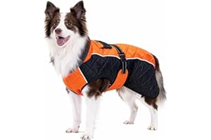 BECROWM Dog Coat Dogs Jacket Waterproof Reflective Adjustable Dog-Winter Coats for Small/Medium/Large Dogs Dachshund Coat-(Orange, Medium)