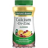 Nature's Bounty Calcium + D3 + Zinc Gummies, Supports Strong Bones & Teeth Plus a Healthy Immune System, 500mg, Orange and Cherry Flavored, 70 Gummies