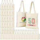 Lzerking 50/120 Pack Canvas Tote Bag Bulk for Business or Group, 13x15 Inches Blank Tote Bags for Sublimation