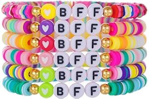 RINTOLER Friendship Bracelets for Women - Heishi Surfer Colorful Smile Evil Eye Clay Beaded Stretch Bracelets Elastic Layering - Stackable Boho Disc Y2K Aesthetic Summer Jewelry Set.