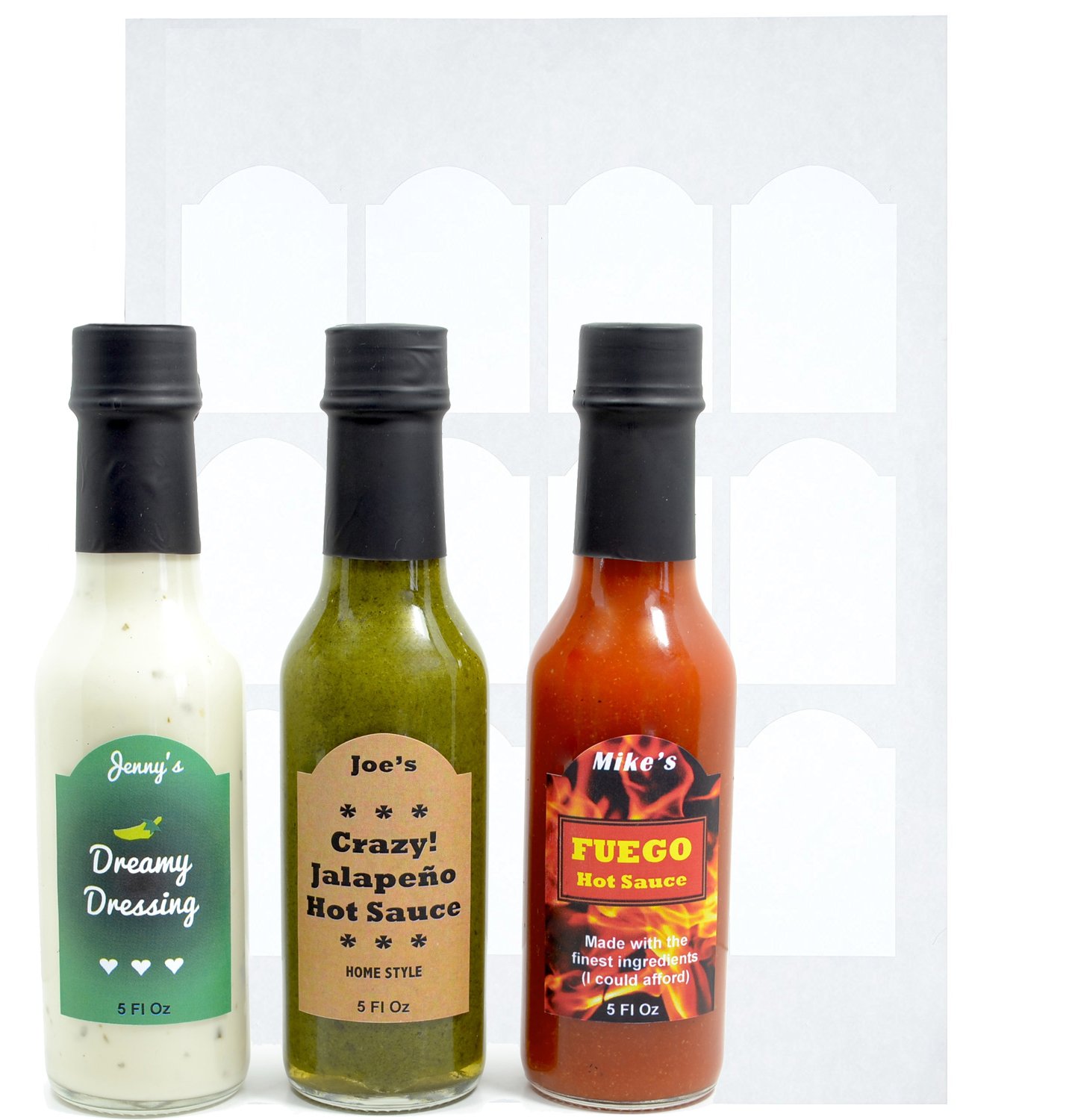 Decorative Labels for Hot Sauce Bottles (5oz Woozy)