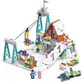 Ski Resort Building Set for Kids, Aerial Lift, Ski Track, Snowmobile | Winter Theme Toys, STEM Creative Play, Family Vacation Activity, Decorative Display, Gift for Granddaughters, Girls