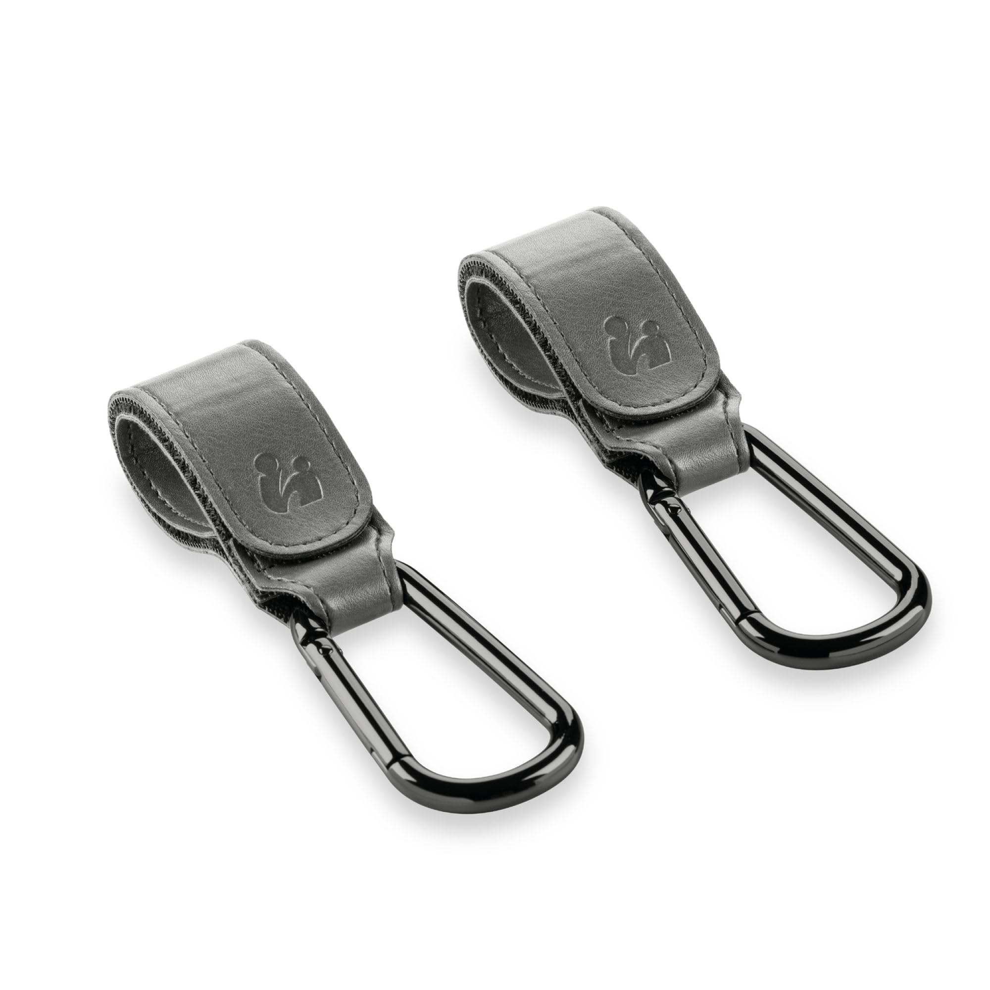 hauck Pram Hook for Changing Bags - Backpack Holder Leather Style, Bag Holder, Buggy Carabiner, Universal Fit, Pack of 2 (Grey)