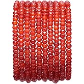 BEADIA Faceted Natural Red Agate Stone Rondelle 3x4mm Loose Semi Gemstone Beads for Jewelry Making 38cm