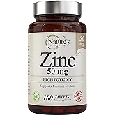Zinc 50mg [High Potency] Supplement - Immune Support System from Natural Zinc (Oxide/Citrate) 100 Tablets, Made by Nature’s Potent.