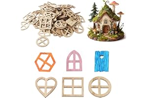 HIZONCORE 100Pcs Doll House Windows Doors Craft Kit, Fairy Door Windows Wood, DIY Miniature Garden Doors Window Fairy House Accessories for Garden Tree Home Party Decor