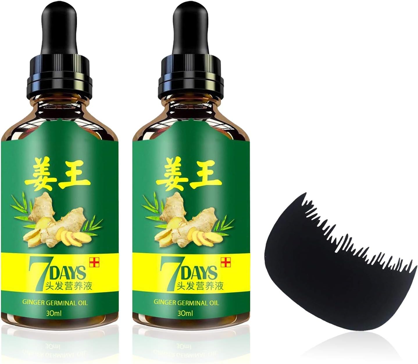 Ginger Germinal Oil Hair Growth Serum 2PCS + Bonus Hair Comb | Ginger Hair Growth Serum | Ginger Essential Oil Hair Loss Treatment | Hair Regrowth Serum For Women & Men 30ML