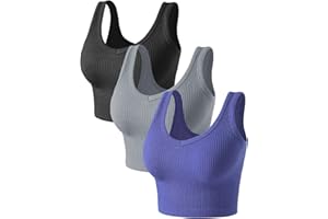 PINKSAVIOR 3 Pack Crop Tank Tops for Women V Neck Sleeveless Basic Ribbed Tanktops for Workout Yoga Shirts