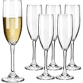 HAKEEMI Champagne Flutes Set of 6, Classic Champagne Glasses Bulk, Elegant Toasting Flutes, 6 oz