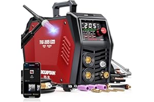 ARCCAPTAIN iControl TIG 205 Pro, 5 in 1 Cold Spot Stick/TIG Welder, 120V/240V Welding Machine with Large LED Display, 2T/4T, 