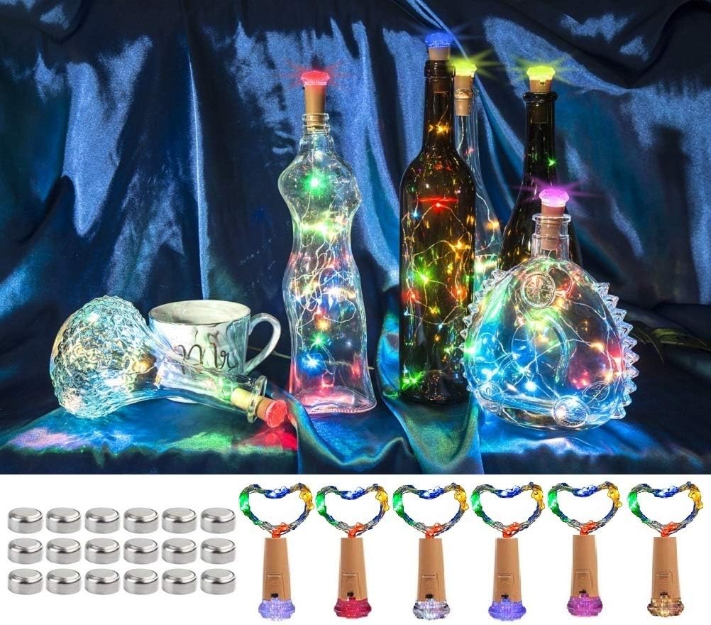 Wine Bottle Lights with Cork Top Color Changing, Battery Operated Fairy LED Cork Colorful Mini String Lights for Wedding, DIY Party, Decor, Christmas 6 Pack