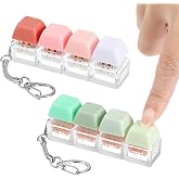 Gsbnjuy 2Pcs Keyboard Fidget Toy, Keyboard Fidget Keychain 4-in-1 Keyboards | Decompression Button Finger Clicker Toys, Sensory Fun Toys Button Stress Relief Fidgets Gifts to Relieve Stress for Adults