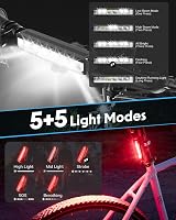 Neialla Bike Lights Front Back 10000 Lumens 8 Hours 5+5 Modes IPX4 Rechargeable view 3