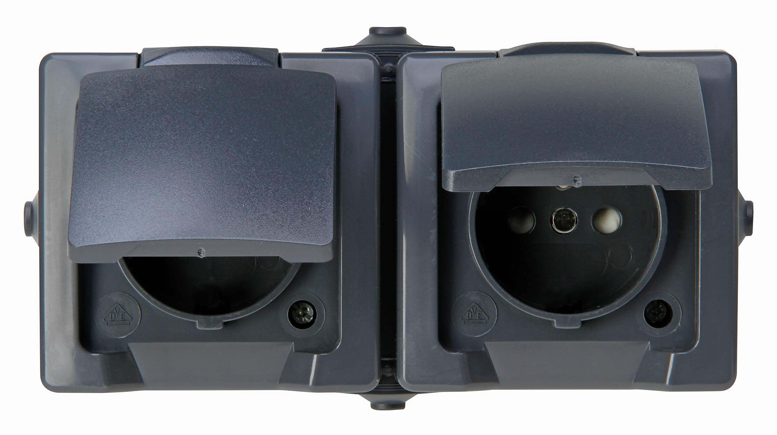 Kopp 137115006 Nautic 2-Way MSK Centre Protective Contact Socket, 2-Way Horizontal