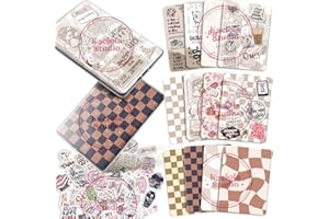 Kaciola 12PCS Inserts Cardstock Paper for E-Reader, and 50PCS Scrapbook Stickers for Clear Case, 6.9"x4.8" Coffee Theme E-Reader Back Cover Insert Decorating Accessories for Paper White 11th-12th