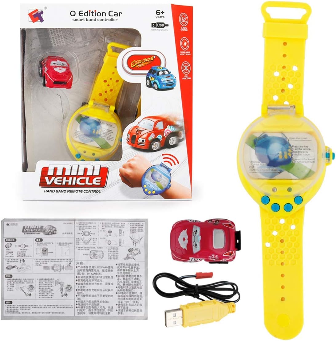 Linhut Voiture A Distance Drole Mini Montre De Bande Dessinee Montre Voiture Telecommandee Voiture Rc Avec Capteur De Gravite Jouet Electrique Enfants Cadeau Rose Pour Le Cadeau Des Enfants Maquettes Et Modelisme