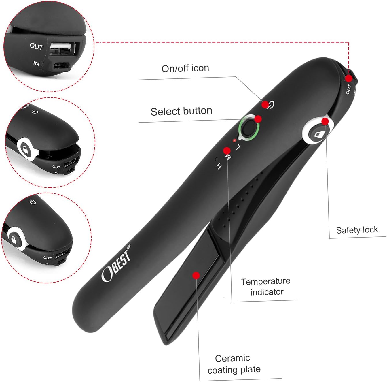 obest ceramic cordless straightener
