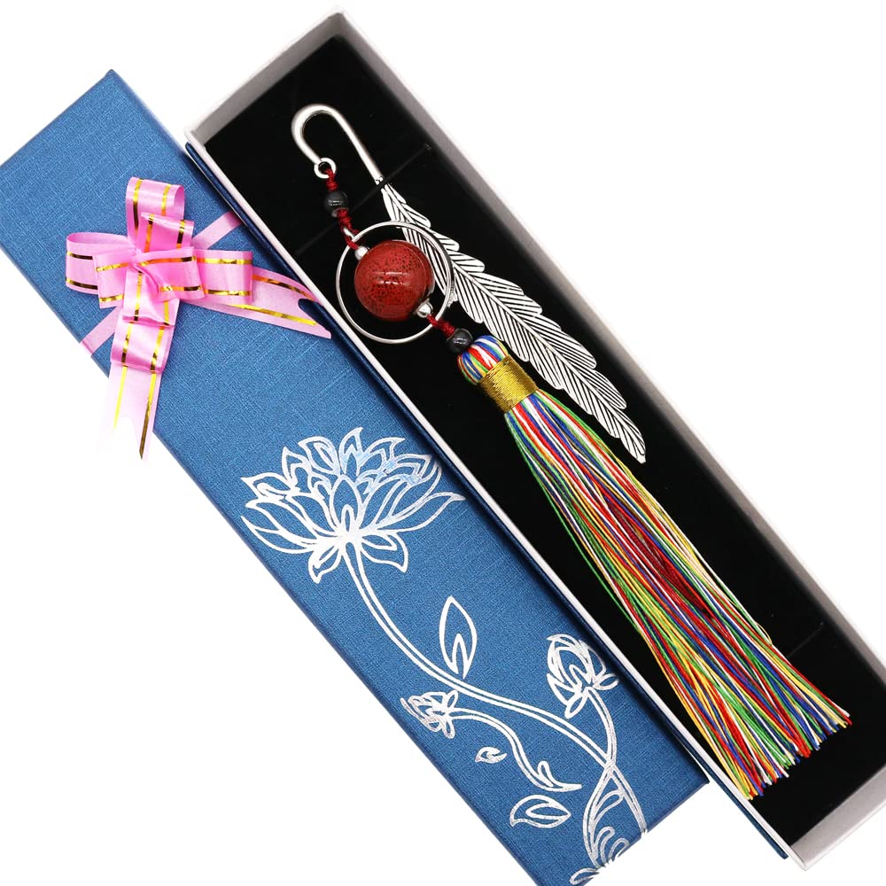 BITEYI Metal Bookmark with Tassels,Classical Bookmark and Creative Thumb Book Page Holder Gift Box Set for Book Reading Lovers (Chun Y Zhuan)