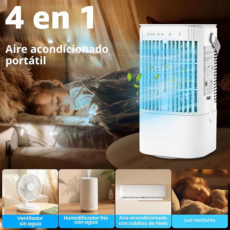 Ventilador móvil con depósito de agua de 900 ml, temporizador de 2/4 h — foto 2 de 8