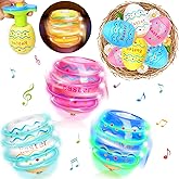 6 PCS Easter Eggs Spinning Tops Toy for Kids, Light Up Flashing Spin Toys with LED Gyroscope for Party Favors, Goodie Bag Stu
