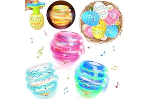 Ancesfun 6 PCS Easter Eggs Spinning Tops Toy for Kids, Light Up Flashing Spin Toys with LED Gyroscope for Party Favors, Glow in The Dark Supplies, Goodie Bag Stuffers, Easter Gifts for Kids