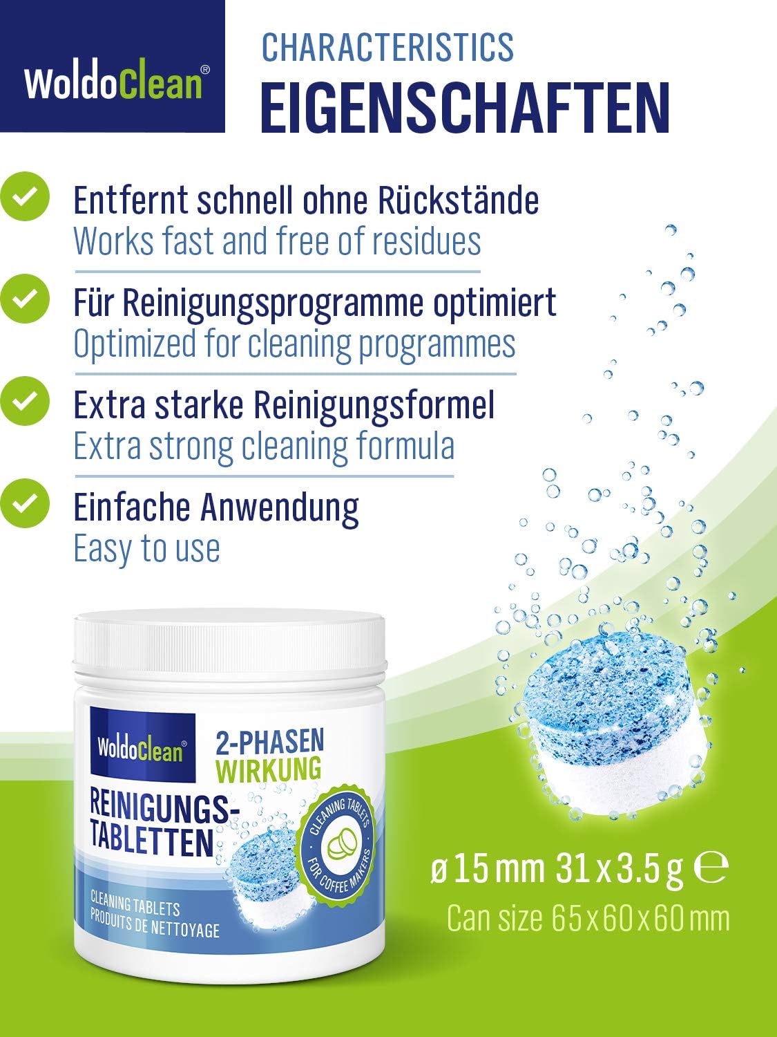 WoldoClean 2-Phase Cleaning Tablets for Automatic Coffee Machines - 25 Tablets, Compatible with Automatic Cleaning Programs - Image 3