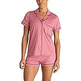 BCBGMAXAZRIA womens Pajama Set Short Sleeve Notch Collar With Shorts