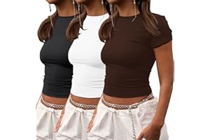 ZHENWEI Crop Workout Tops for Women Pack Summer Short Sleeve Gym Athletic Compression Shirts Cute Tight Basic Tops Tee