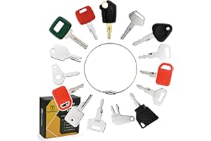 TECREDDY 15PCS Heavy Equipment Keys Master Set, Construction Keys for Cat Caterpillar 5P8500 John Deere AT195302 Komatsu 787 Volvo 777 Bobcat D250 JCB 14603 Case S450 Hitachi H800 Hyster 166 Takeuchi H806