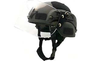 LEJUNJIE Tactical MICH 2000 Fast Helmet with Clear Riot Visor Face Shield Sliding Goggles for Airsoft Paintball CS War Games Outdoor Sports.