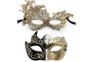 Aqearl Couple Masquerade Mask for Women Men Shiny Venetian Mask Halloween Mask for Party Prom Ball Costume Lace Masks