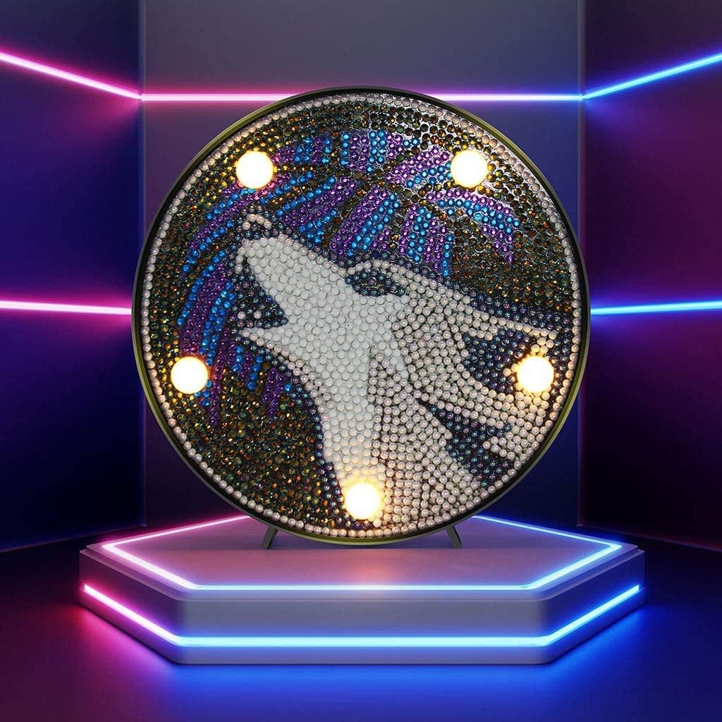 Yobeyi DIY Diamond Painting Lamp with LED Lights Full Drill Crystal Drawing Kit Bedside Night light Arts Crafts for Home Decoration or Christmas Gifts 6.0x6.0inch(Wolf) - Image 4