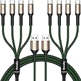 2Pack 4FT Multi Charging Cable ，USB C Splitter Cable，4 in 1 Fast Charging QC3.0 Nylon Braided Charging Cord with 4 Type-C Cable, for iPhone 16/15 Pro Max/Android and Tablets (USB C Splitter Cable)