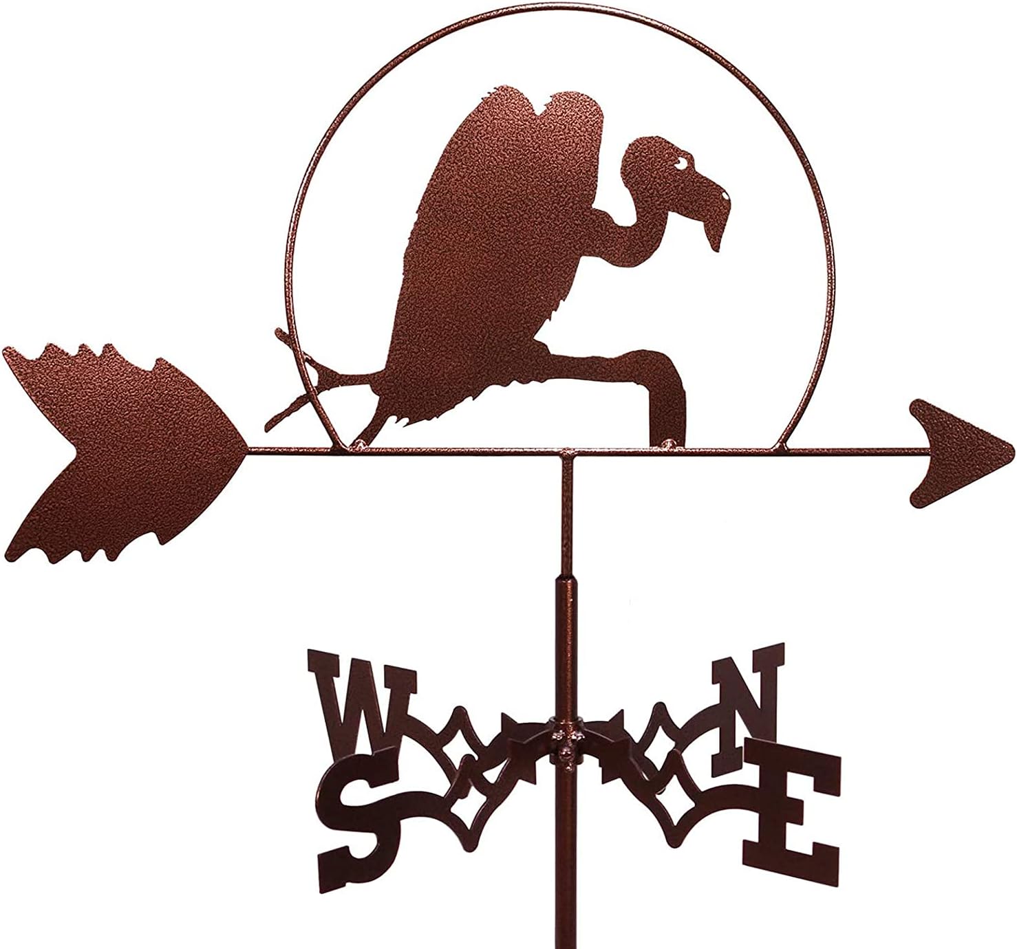 Weathervanes - ANCNA-U Outdoor Courtyard Weather Vane Wrought Iron Weather Vane with Buzzard Vulture Pattern Ornament, Wind Vane Garden Stake Weather Vane Wind Direction Indicator with Anti-Rust Coating, E
