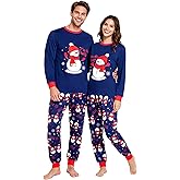 SkiBeaut Christmas Pajamas Set for Couples Xmas Pjs Long Sleeve Holiday Sleepwear Festival Party LongJohns Set for Men Women