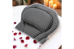 Bath Pillow Spa Bathtub Pillow with Non-Slip Suction Cups, Head, Neck, Back & Shoulder Rest Support, Soft & Luxury Bathtub Cu