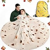 FREESOOTH Burritos Blanket, Funny Realistic Round Food Tortilla Throw Blanket for Adults Kids Couch Bed or Travel Use, 60 Inches