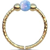 Cartilage Hoop Earring - 20G Gold Filled helix piercing earring - Light Blue Opal cartilage earring , Gold cartilage hoop