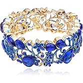CSY Elegant Stretch Bangles Art Deco Statement Cuff Bangle Elastic Wide Bracelet Wedding Party Prom Jewelry for Women