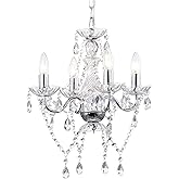 LaLuLa Chrome Chandelier Modern Mini Acrylic Crystal Chandelier Lighting 4 Light Candle Style Chandeliers for Dining Room
