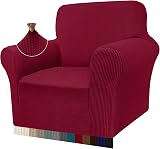 Granbest High Stretch Armchair Cover 1 Seater Wine Red Jacquard Sofa Slipcover