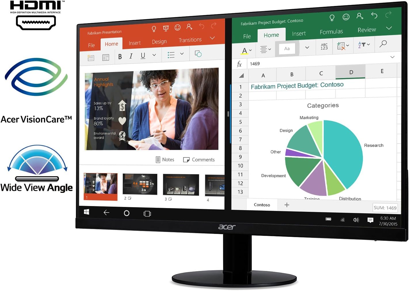 Acer SB220Q bi 21.5 Inches Full HD (1920 x 1080) IPS Ultra-Thin Zero Frame Monitor (HDMI & VGA port),Black: Computers & Accessories