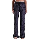 X-Image Women's Comfy Pajama Lounge Pants Floral Print Drawstring Jogger Wide Leg Athletic Pants