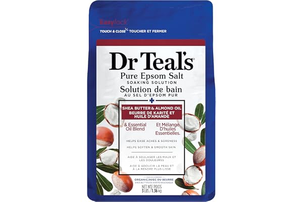 Dr Teal's Pure Epsom Salt Teal's Soaking Solution, Shea Butter & Almond Oil, 48 Oz