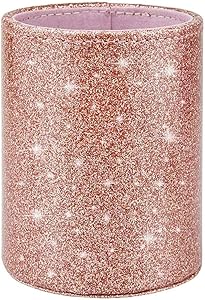 Pencil Holder Pen Pencil Cup PU Leather Glitter Pen Holder for Desk Decor Organizer Cosmetics Brush Holder for Teachers Studants Storage Box Office Classroom