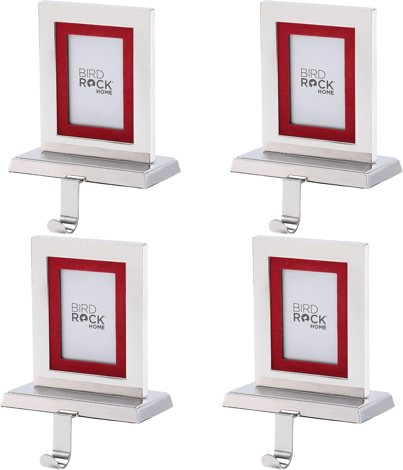 Stockings & Holders - BIRDROCK HOME Set of 4 Photo Frame Christmas Stocking Holders - Holiday Mantel Fireplace Stand - Decorative Stockings Holder