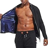 Sauna Suit for Men Sweat Jacket Long Sleeve Shirt Workout Body Shaper Zipper Top Slimming Fitness Trainer Gym Top-(S-3XL)