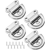 JVWKPU Stainless Steel Truck Tie Down Anchors Folding D Ring Cargo Hooks | Heavy Duty 316 Stainless Steel D Ring Anchors with 2000LB Load Capacity, Flush Mount Folding Hooks for Truck Bed and Trailer