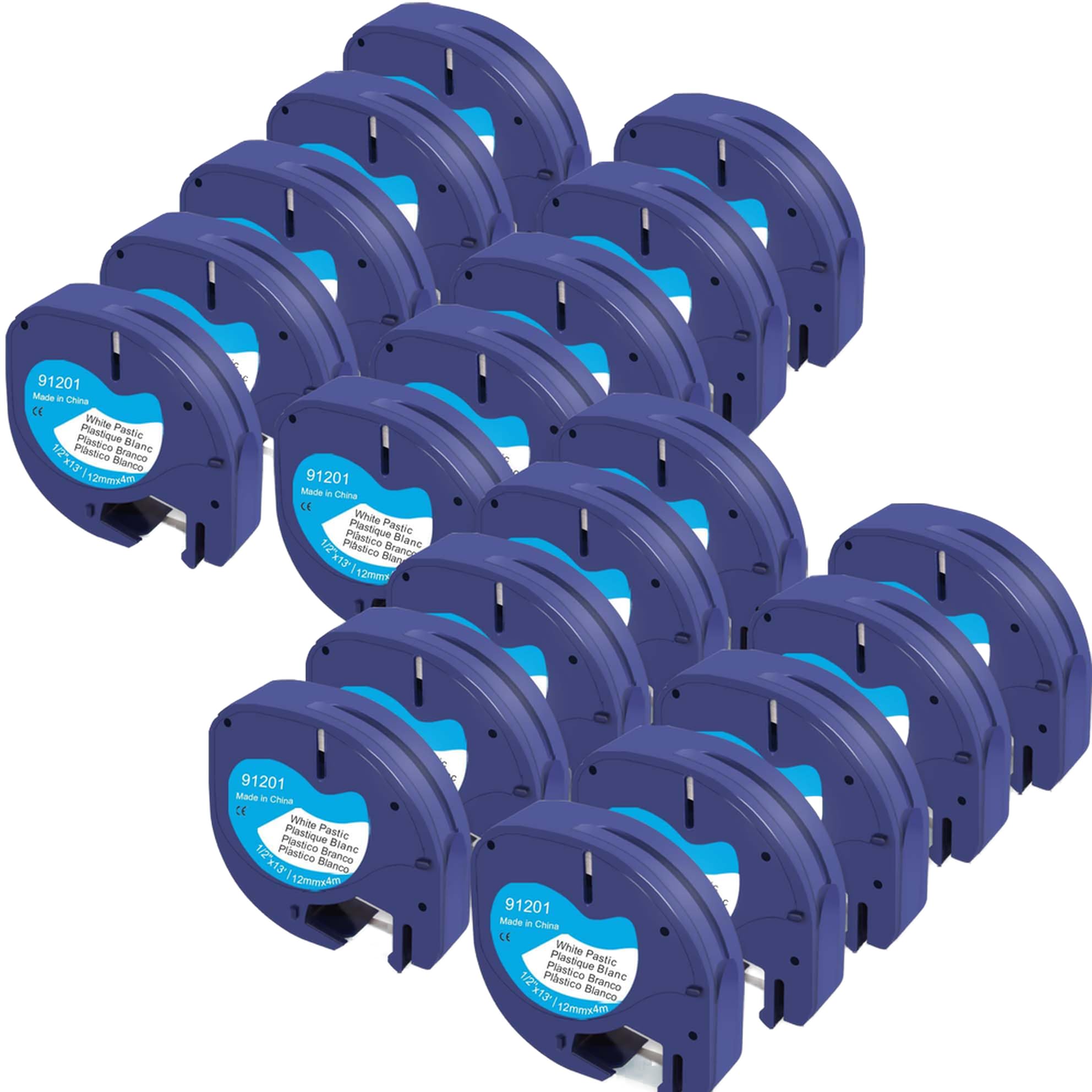 20 x Molabel Compatible Letratag Label Tape Replacement for Dymo Letratag 91221 S0721610 91201 12 mm x 4 m Black on White Plastic Letratag Tape for LT-100H LT110T LT-100TLabel Printers Black on White