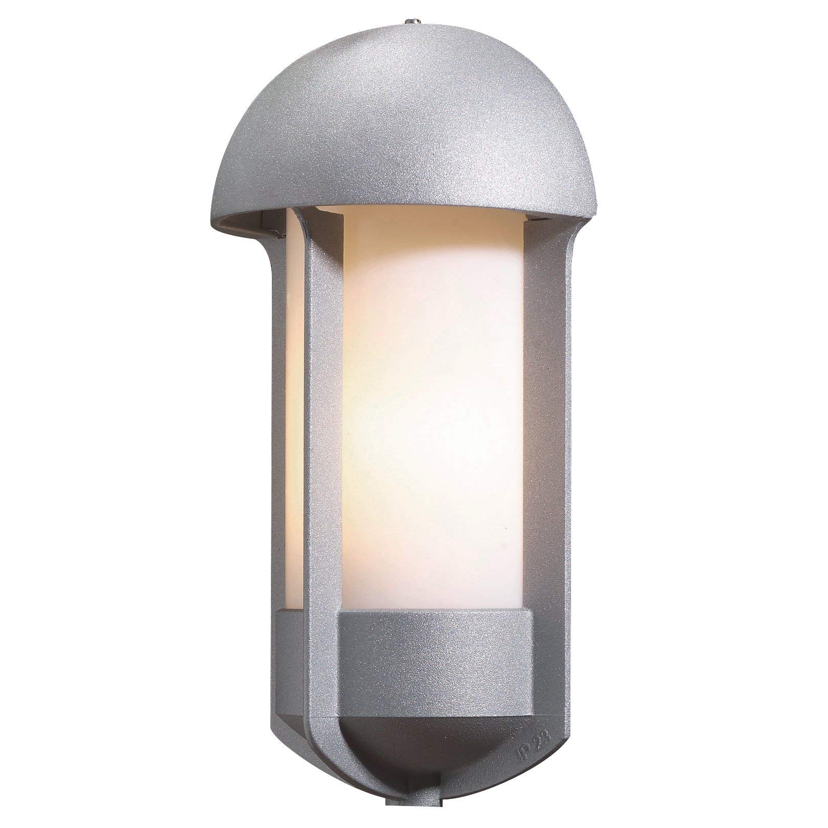 Konstsmide Handmade Outdoor Lights/Tyr Flush Outdoor Wall Light/1 x 60 W E27 Max Wall Lamp/Opal-Frosted Acrylic Lens/Aluminium/IP23/Grey Outside Light